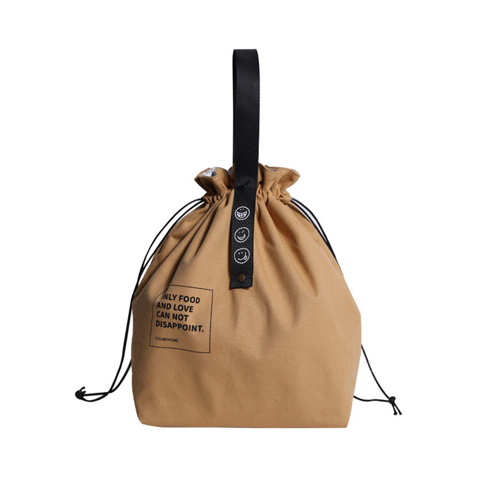 Canvas Lunch Bag with Drawstring - Insulated Lunch Bag - Bento Bag - Reusable Lunch Bag - Insulated Tote - With Handle and Drawstring Closure - For Work