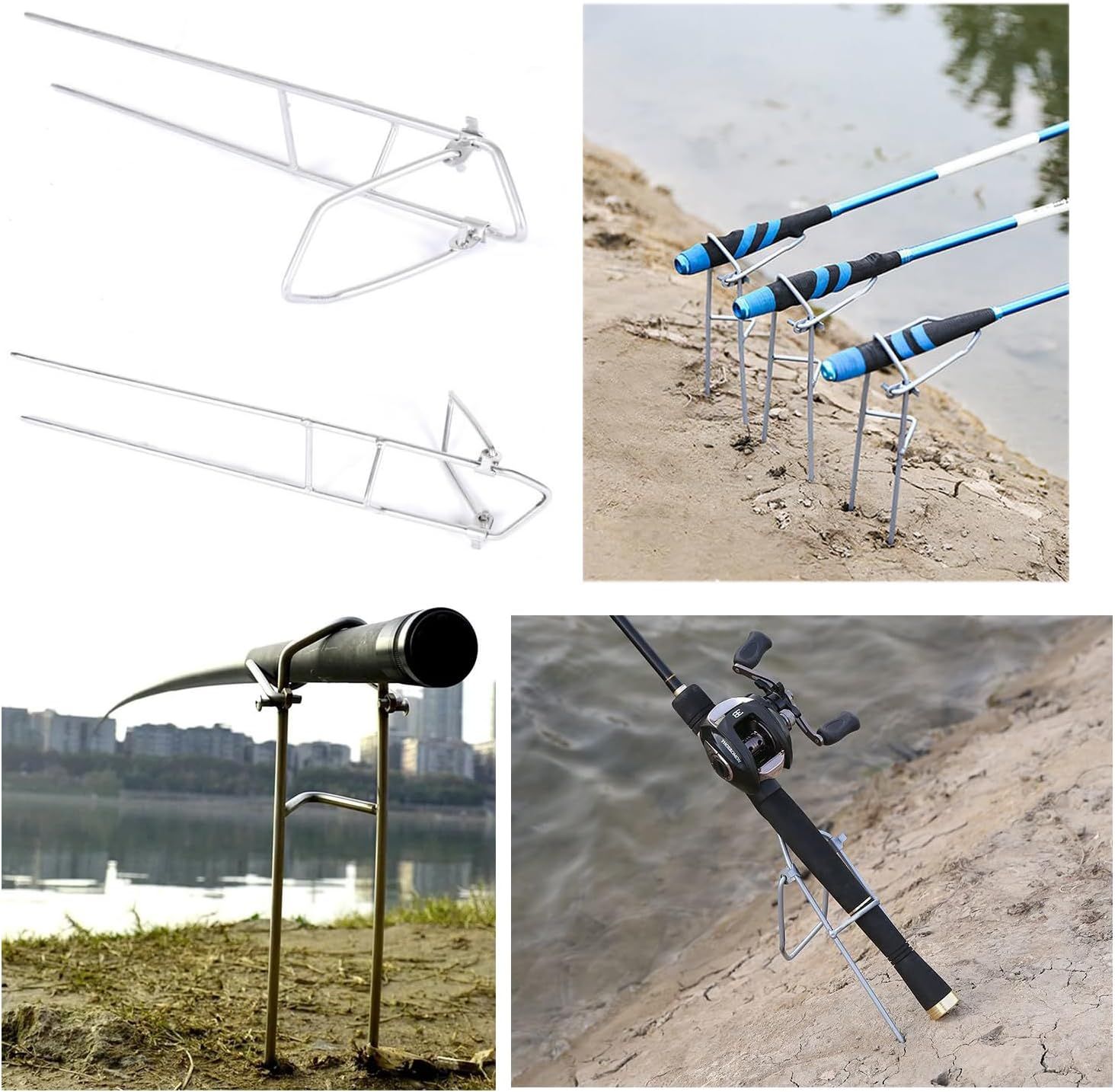 3 Pack Fishing Rod Holders Fish Pole Holder Portable Adjustable Foldable Bracket Stand Folding Stake Ground Support Rack for Bank Fishing Beach Sand โ image 3