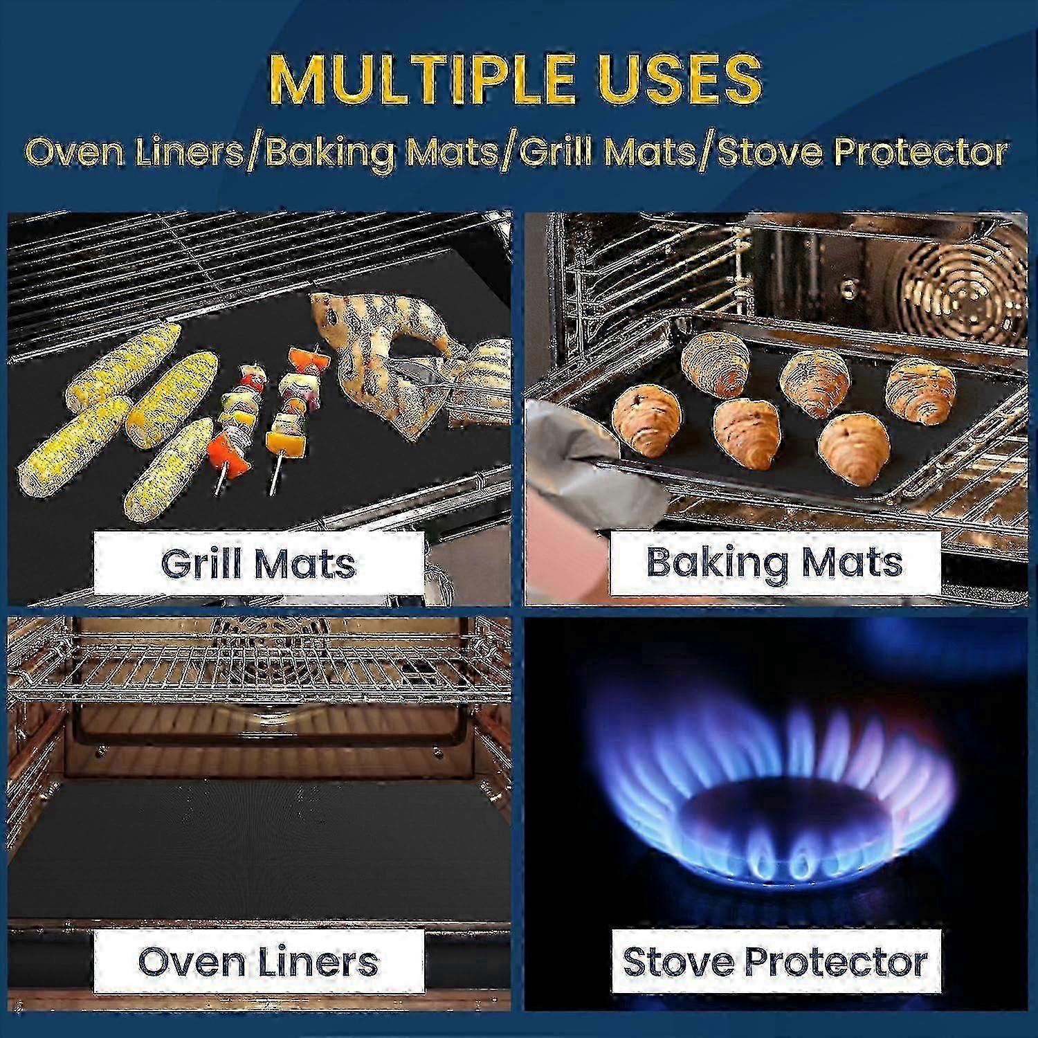 2-Pack Heavy-Duty Oven Mat - Reusable Teflon Stovetop & Grill Protector — image 2