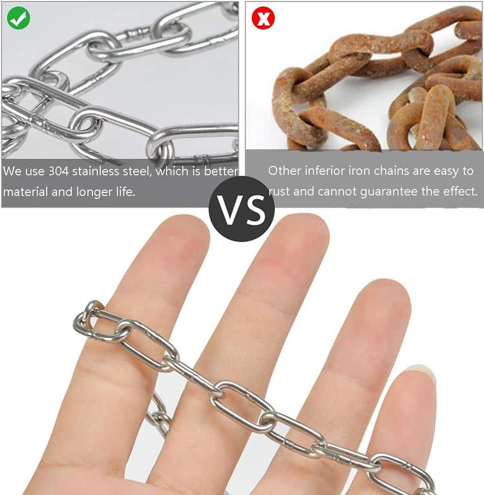 SUS304 Stainless Steel Chain Metal Chain Link Chain Small Light Duty Chain Utility Chain for Home Outdoor Camping Hanging Pet Chain Prevention Theft -Thickness — image 3