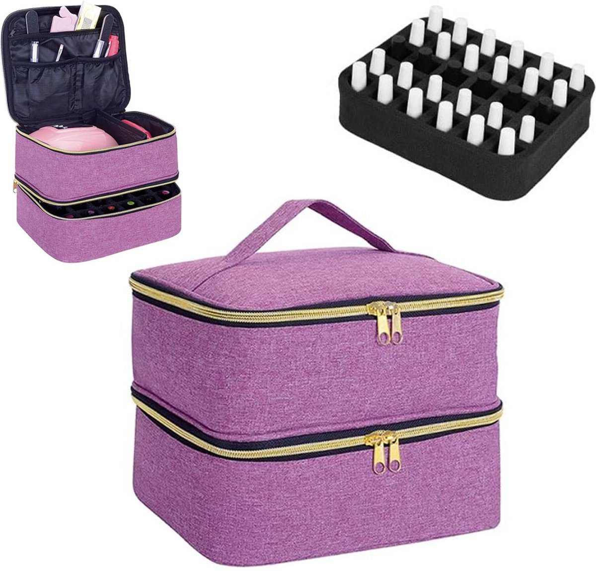 Nail Polish Case Organizer - Nail Case Bag - Nail Technician Bag - Nail Polish Carrying Case - UV Gel Polish Lamp Storage - Beauty Case - Suitable