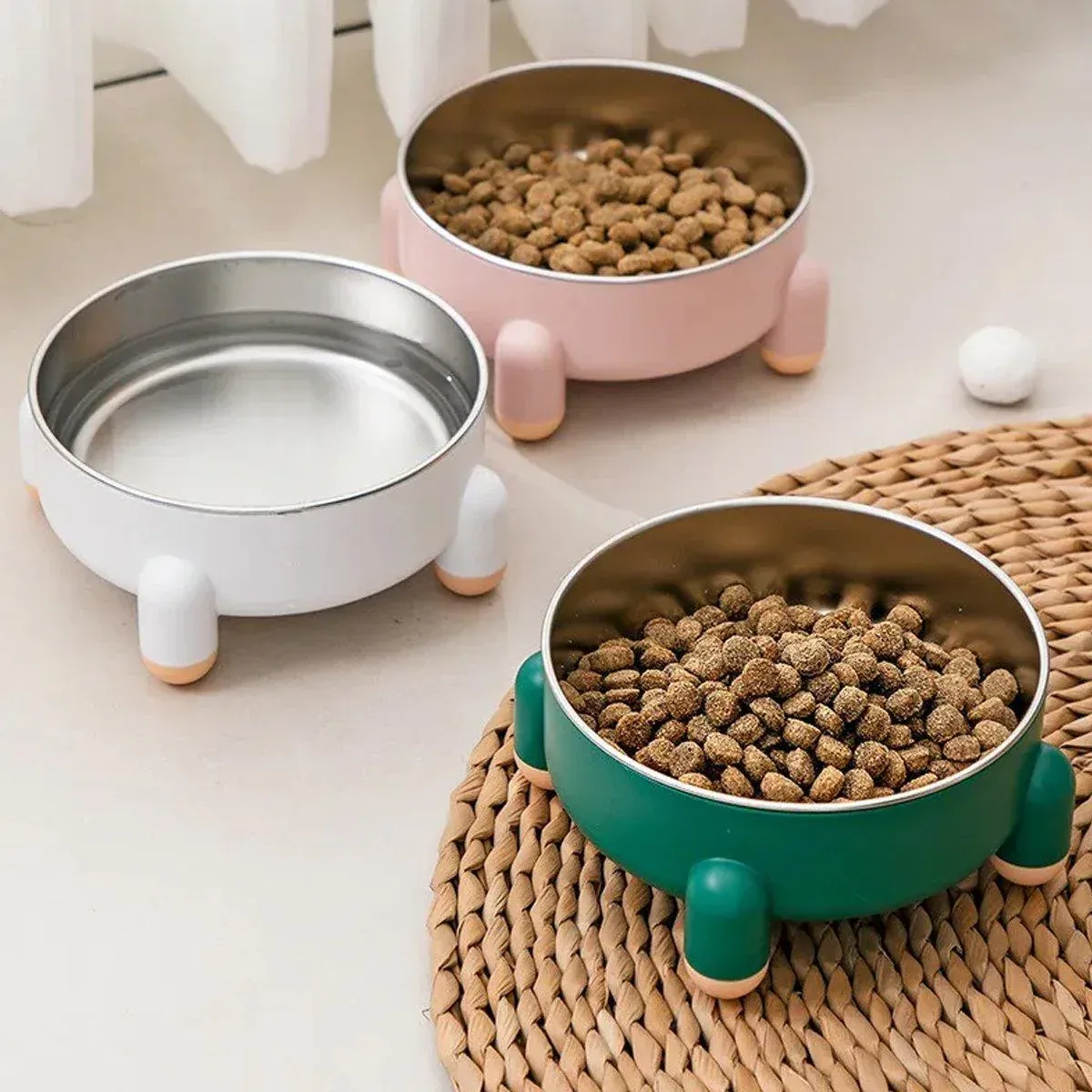 Anti-Tip Stainless Steel Dog Bowl Pet Basin for Dogs Cats Durable Feeding Dish - White — image 5