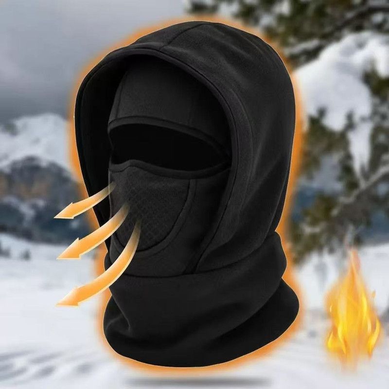 Fleece Integrated Thermal Balaclava, Windproof Face & Neck Cover Hat for Skiing, Cycling, and Outdoor Sports - Red โ image 2