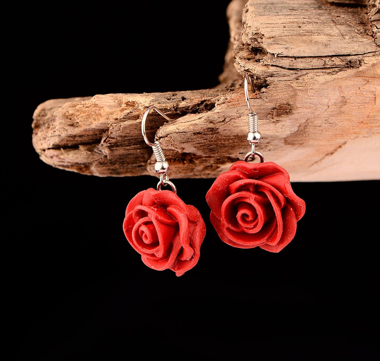 Red Rose Flower Earrings Ring Vintage Enamel Painting Dangle Earrings for Women Girls Jewelry for Girls Wedding Accessories Miss — image 3