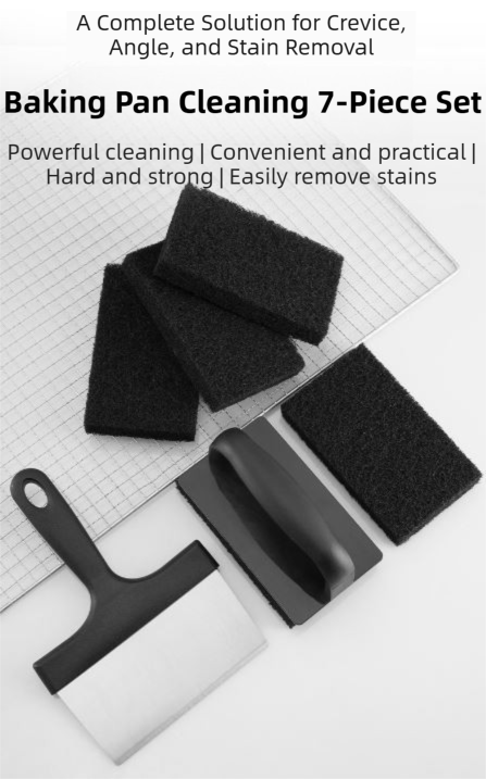 Stainless Steel BBQ Griddle and Grill Cleaning Tool Set - Scraper, 4 Cleaning Pad with TPR Handle Kit for Deep Cleaning — image 5