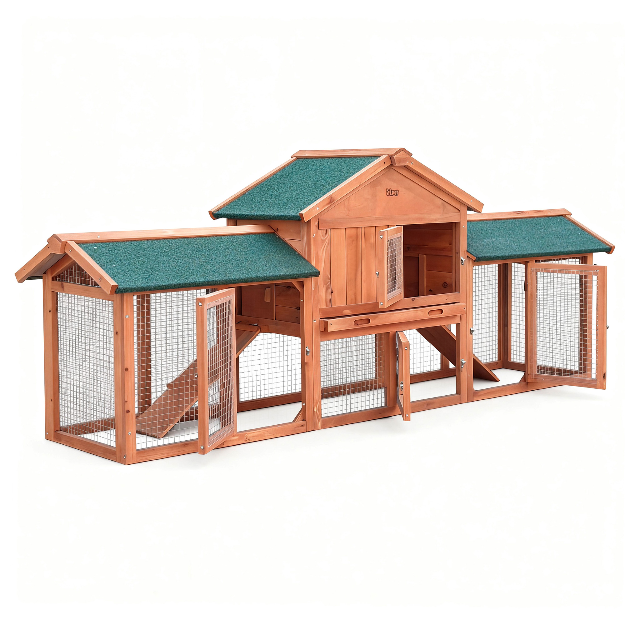 i.Pet Chicken Coop Rabbit Hutch 220cm x 44cm x 84cm Large Chicken Coop Run Wooden Outdoor Cage House โ image 2