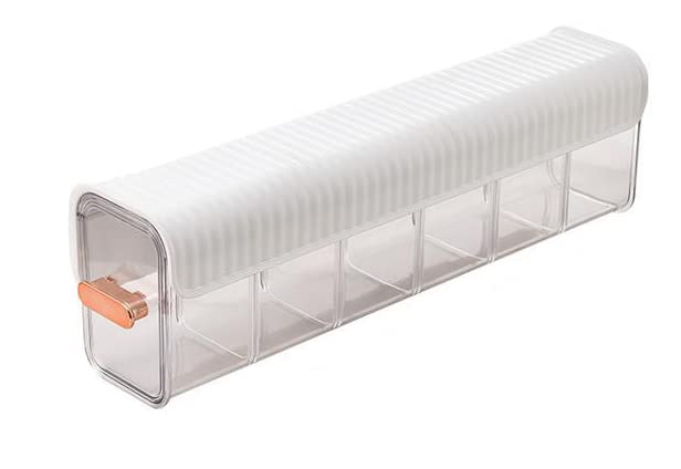 Wall-Mounted Underwear and Sock Organiser with Compartments for Wardrobes, Drawers and Space-Saving, 6 Compartments, Transparent and White