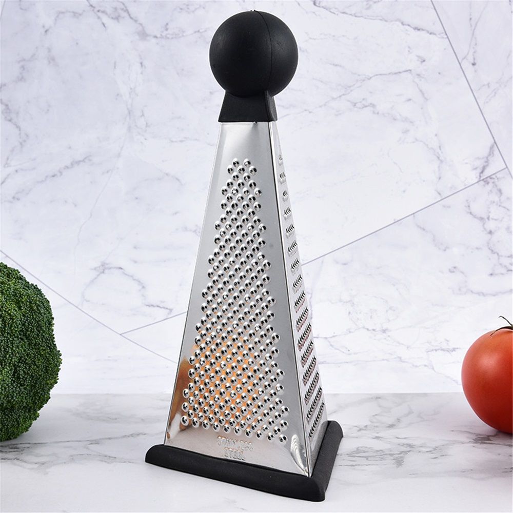Kitchen Craft Box Grater with Pyramid Design, Stainless Steel, 24 cm, Silver/Black, for Potato, Chocolate, Parmesan, Ginger โ image 4