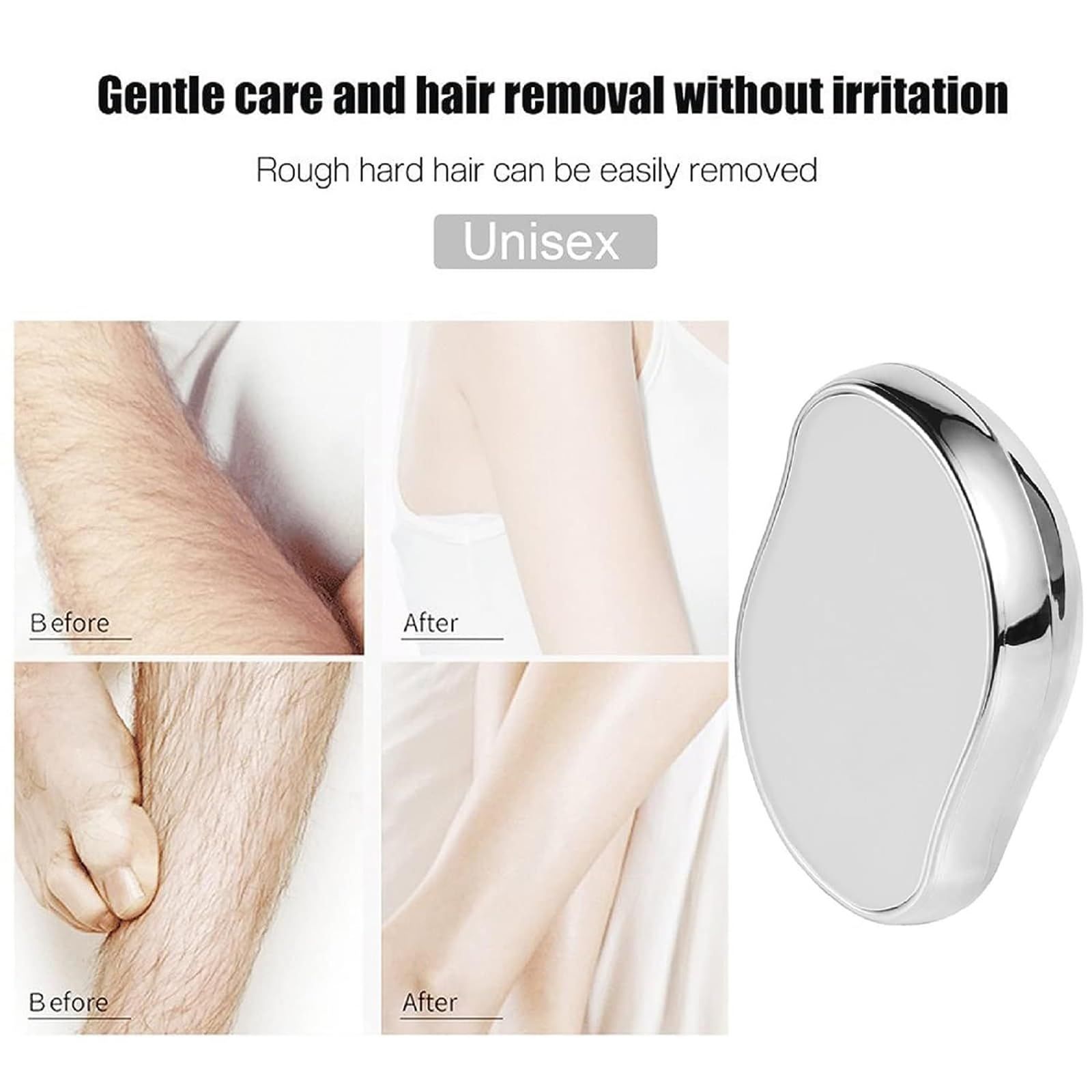 Silver‑Colored Crystal Hair Eraser for Women Men, Reusable Painless Body Hair Remover, Portable Exfoliation Epilator Tool to Remove Hair on Arms Legs Back — image 5