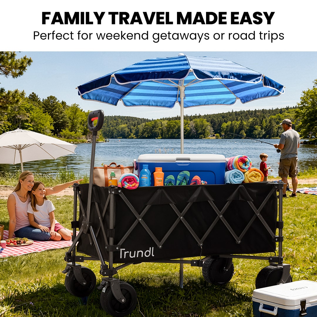 TRUNDL 180L XL Electric Folding Pull Cart, Powerful Easy Hill Climbing, All-terrain Wheels, Wagon for Beach Camping Shopping, Black โ image 4
