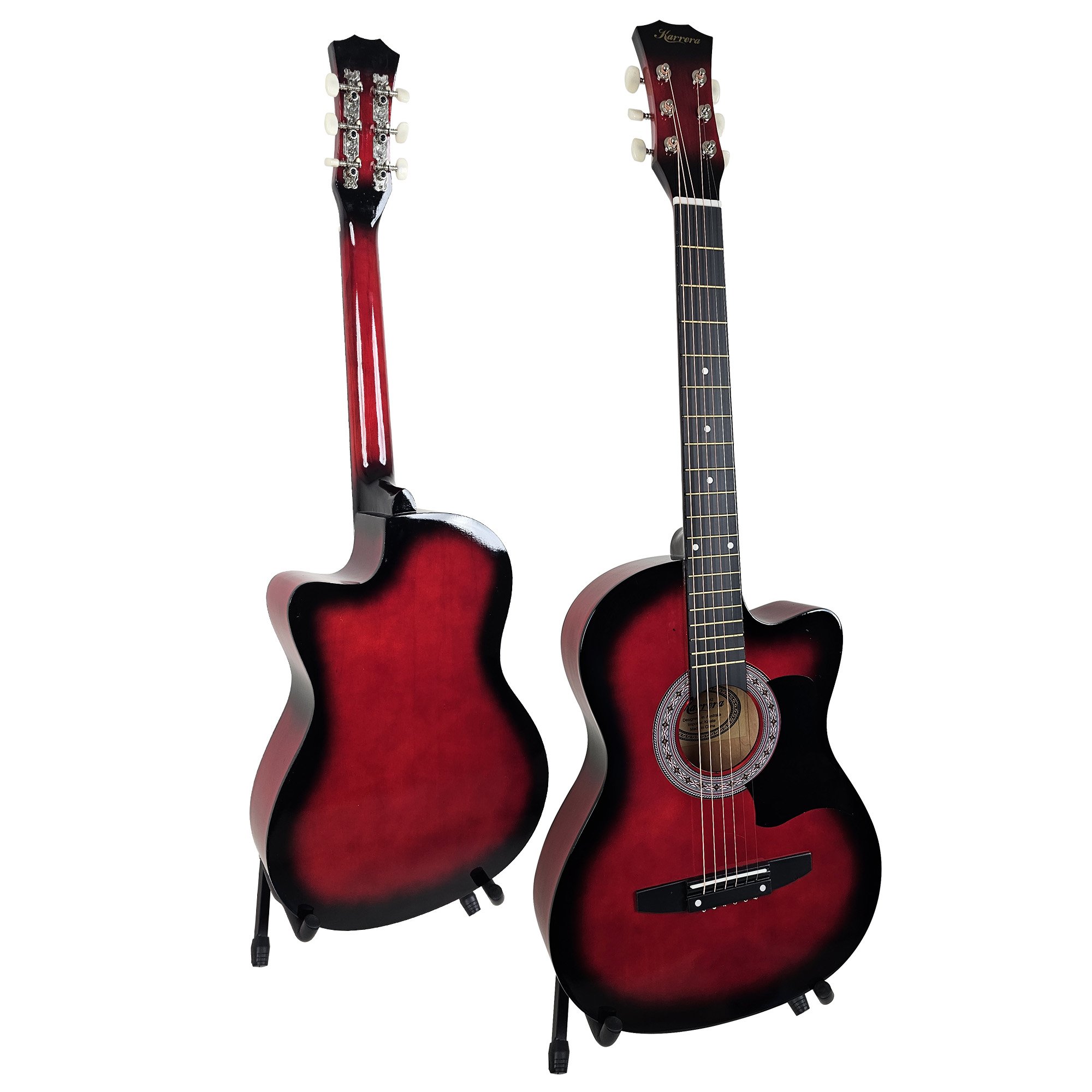 Karrera 38in Pro Cutaway Acoustic Guitar with guitar bag - Red Burst โ image 2