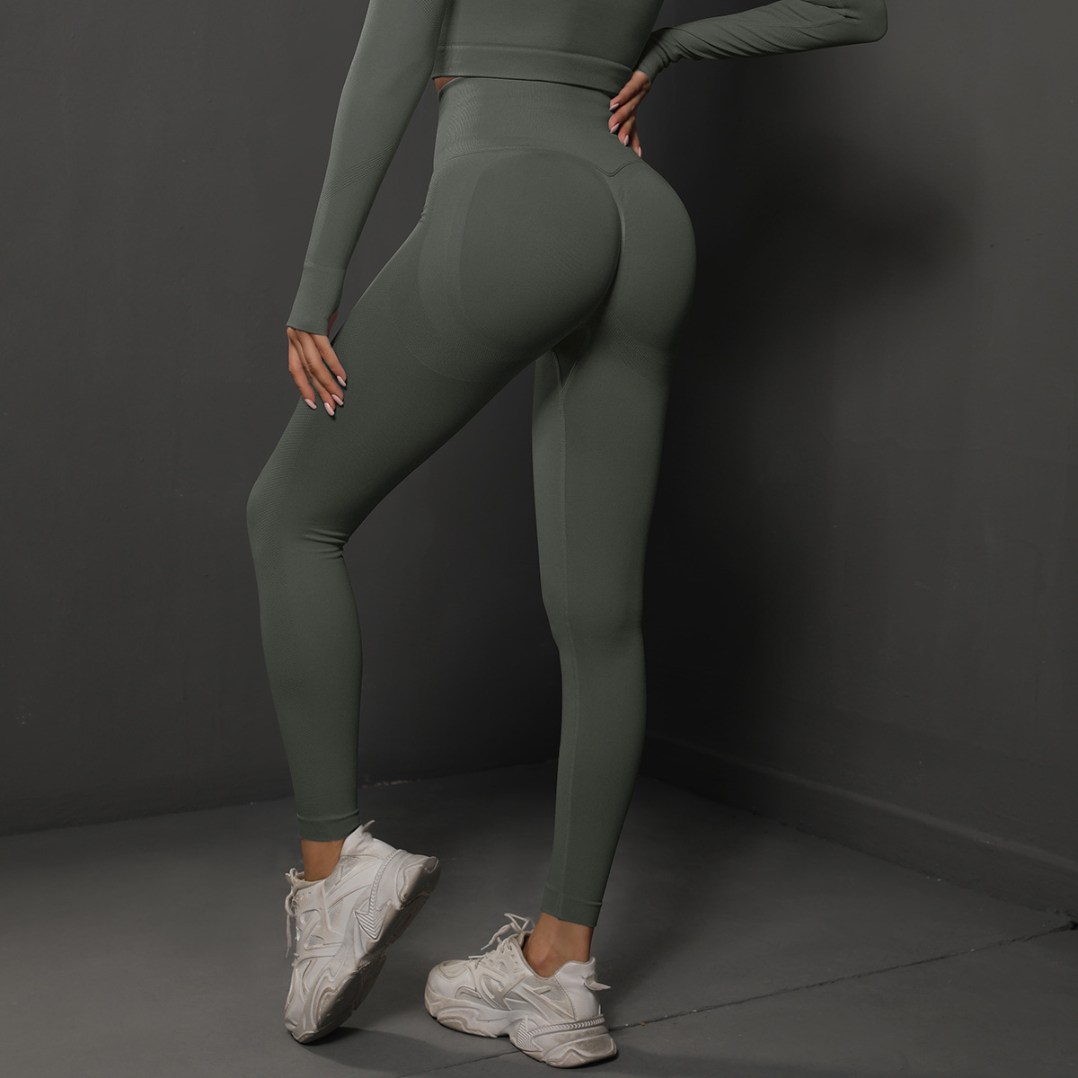 Size S Dark Grey Seamless High-Waisted Yoga Pants for Women - Lift Workout Leggings for Running, Gym, and Fitness โ image 4