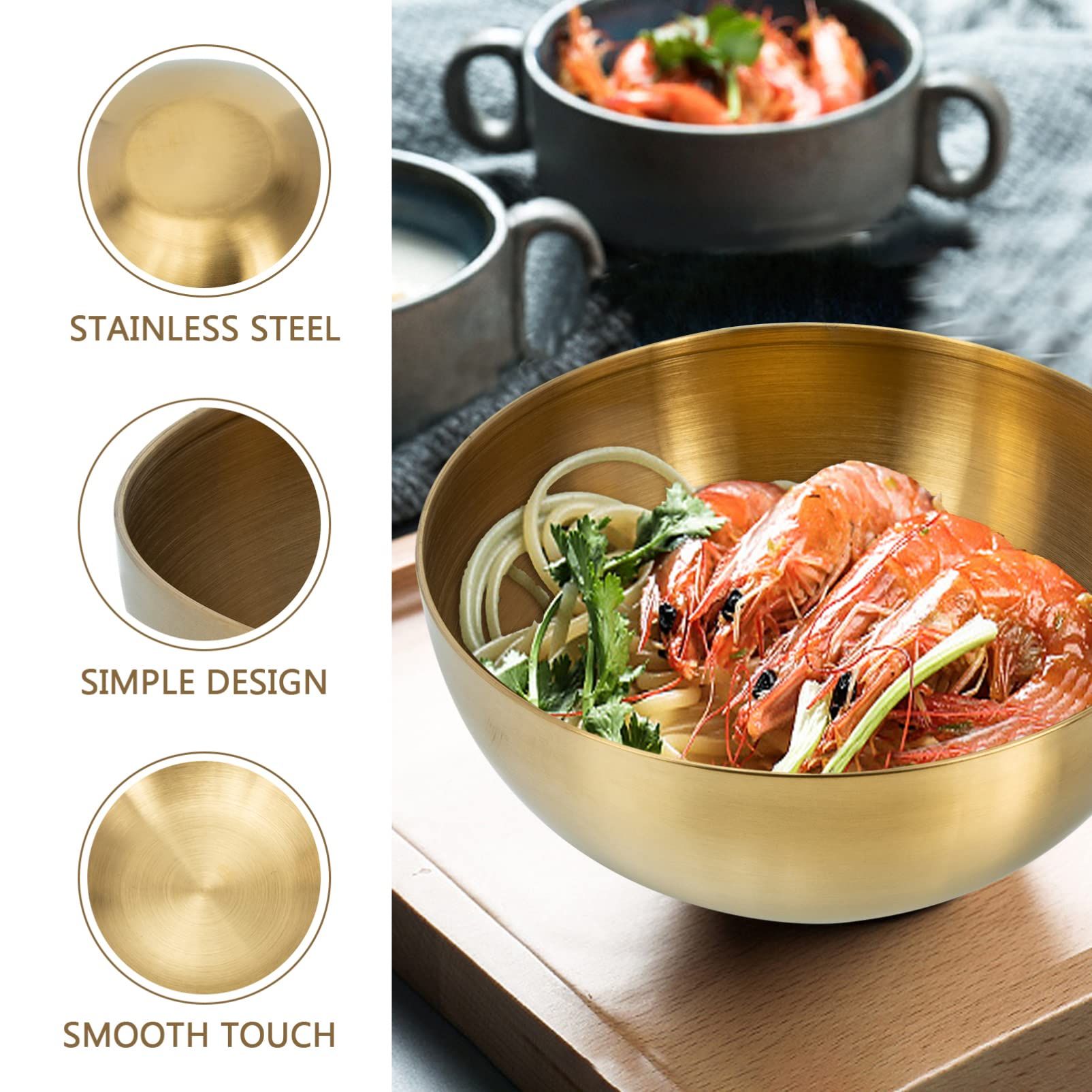 Stainless Steel Salad Bowl Korean Stew Pot Metal Bowls Nesting Bowl Serving Bowls Appetizer Plates Rice Container — image 4