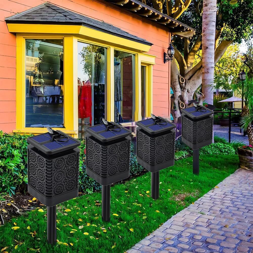 4-Pack Solar Garden Stake Light with Floral Pattern: 12 LED Outdoor Decorative Light with Multiple Mounting Options — image 3