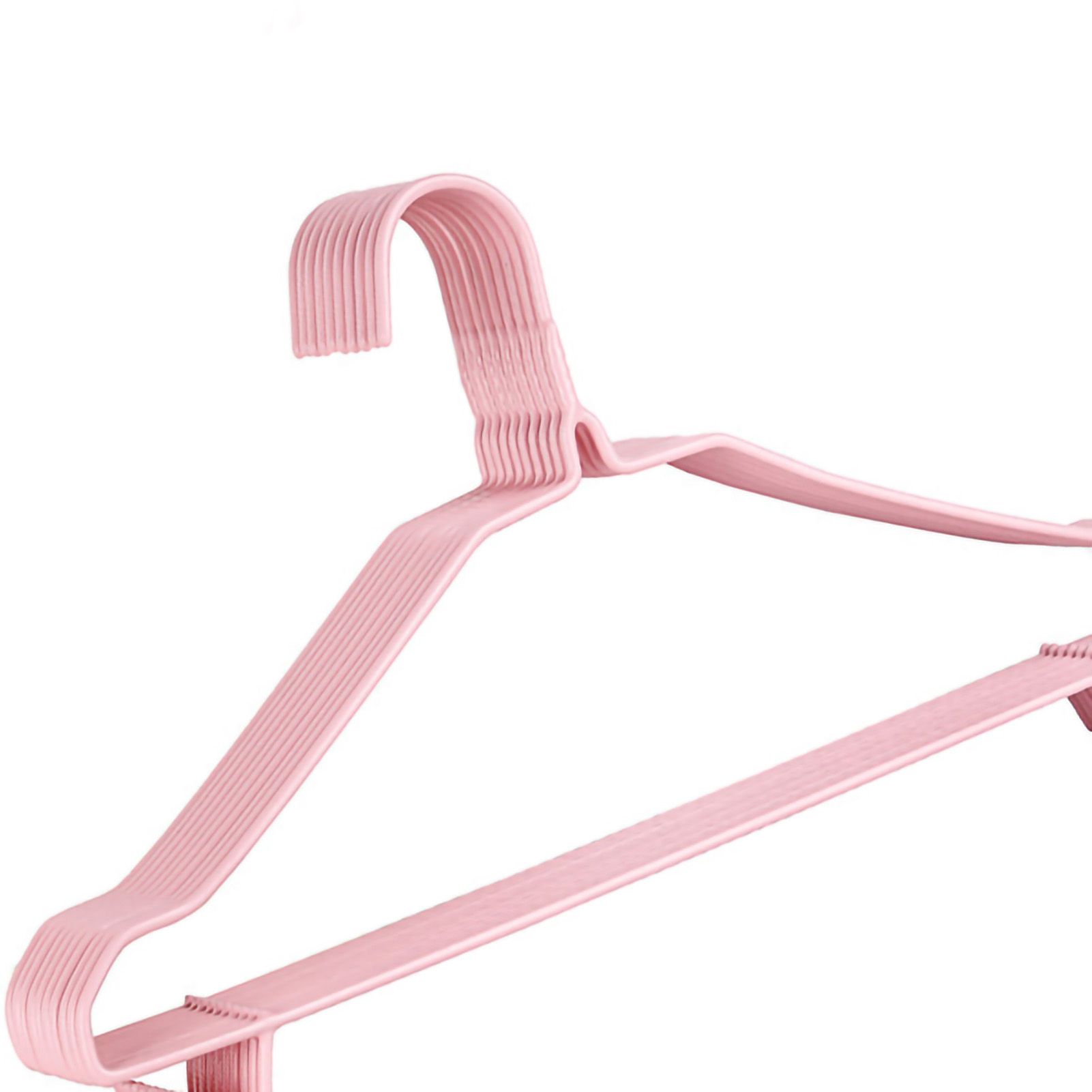 10Pcs Seamless Clothes Hanger Wet Dry Use Anti Deformation Anti Slip Colored Clothes Hangers for Home Dorm Nordic Powder 38cm — image 3