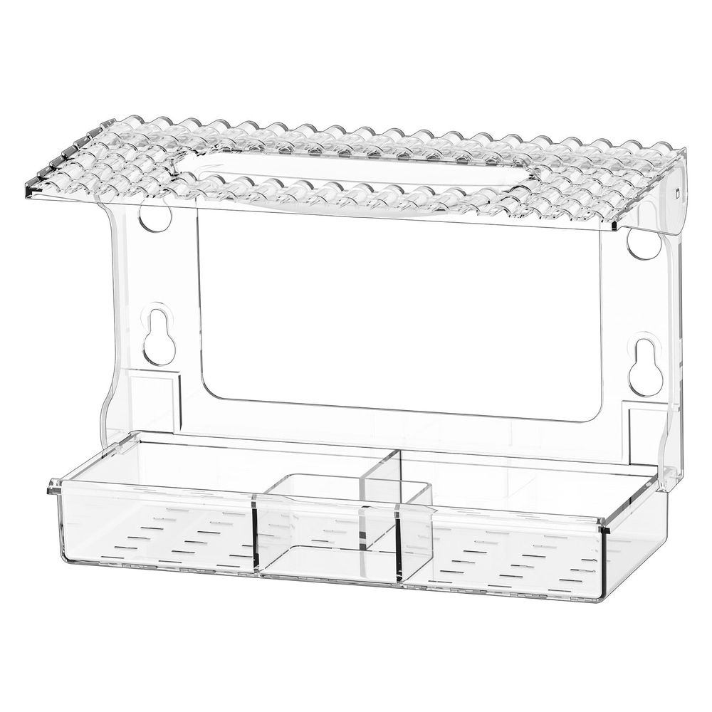 Transparent Window Bird Feeder with Strong Suction Cups for Outdoor Viewing Clear Acrylic Birdhouse No Punch Design Detachable Tray Feeds Wild Birds Garden Decor Watching Enthusiasts