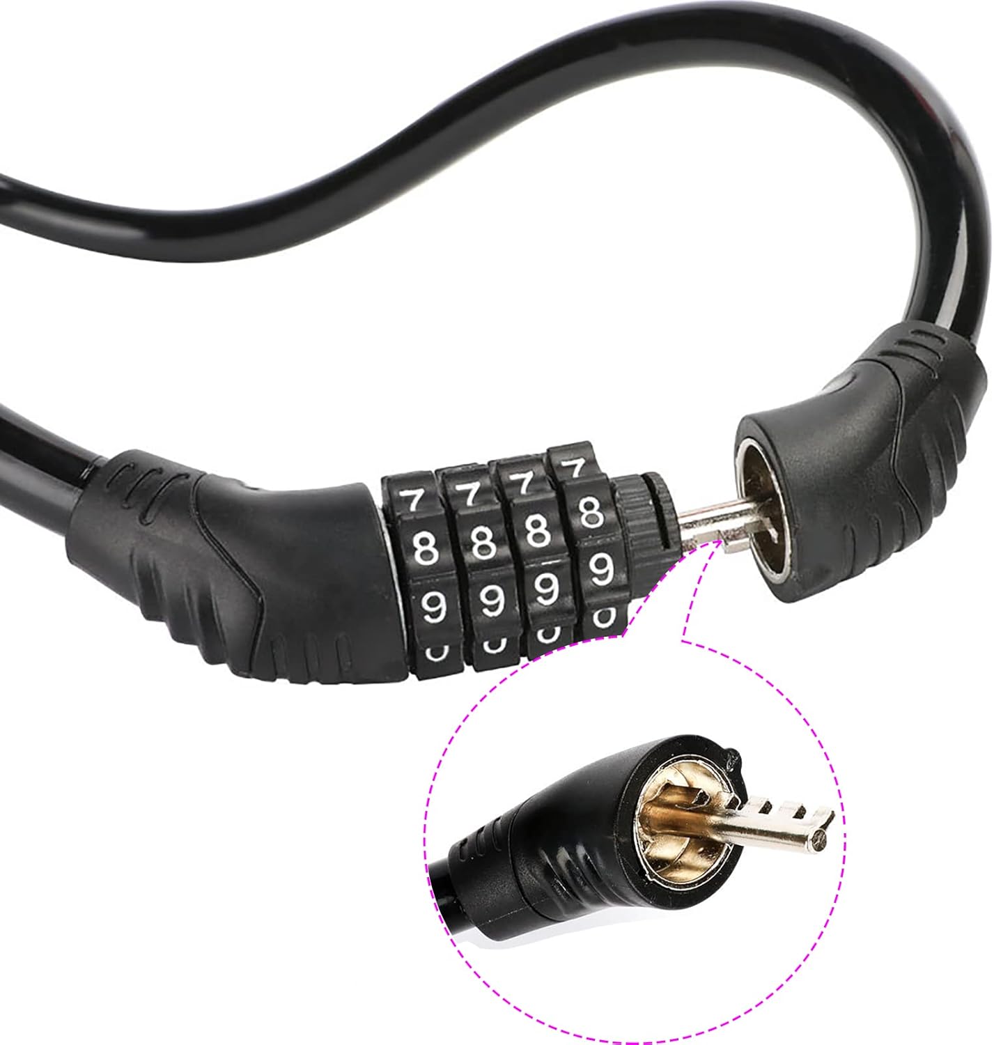 2 PACK Bike Locks Cable,Anti Theft Bicycle Lock Chain,4 Digit Security Resettable Bike Combination Lock Self Coiling Combination Cable Combo Bike Locks Without — image 2