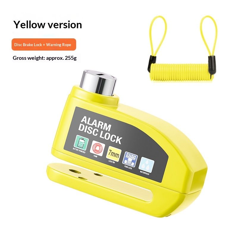 Alarm Disc Lock with Alarm 110dB, Anti Theft Waterproof Motorcycle Disc Lock with Reminder Cable, Motorcycle Wheel Lock for Moto/Moped/Bike/E-Bike/Scooter with