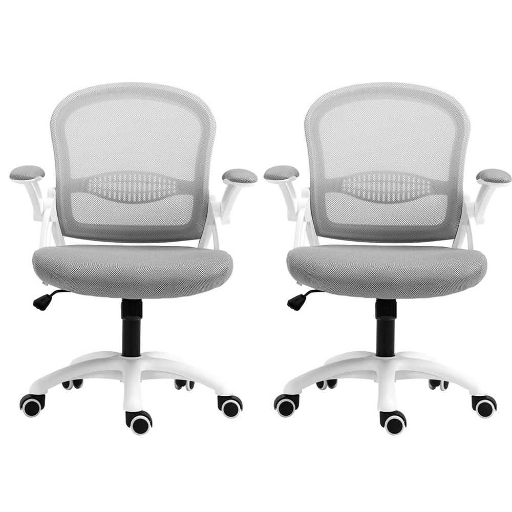 Artiss 2x Mesh Office Chair Computer Gaming Desk Chairs Work Study Mid Back Grey โ image 3