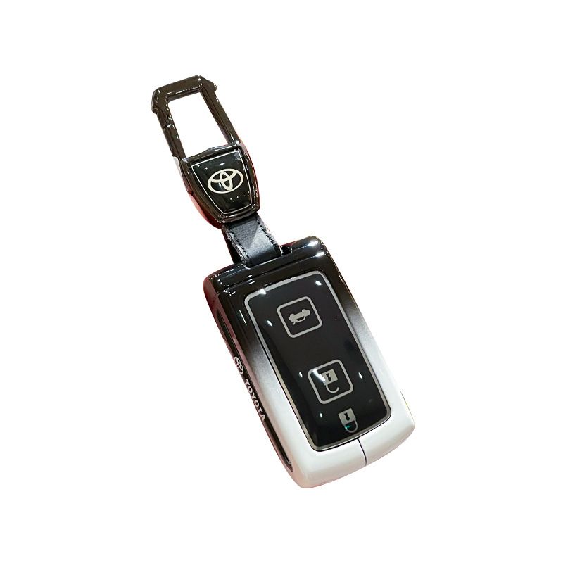 Toyota Key Case Gradient Black White Fragrant Car Island Standard M style gradient black and white single bag + white leather rope buckle โ image 6