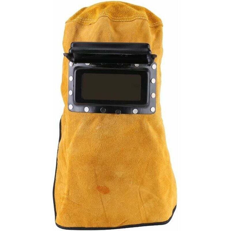 Protective Mask for Welding Helmet Breathable., Leather Lens Heat Resistant Full Protection Welding Hood with Flap — image 4