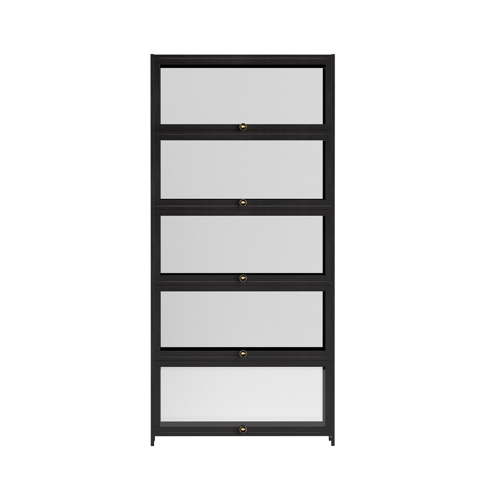 Artiss 5-Tier Display Cabinet Storage Bookshelf Clear Shelf Black โ image 4
