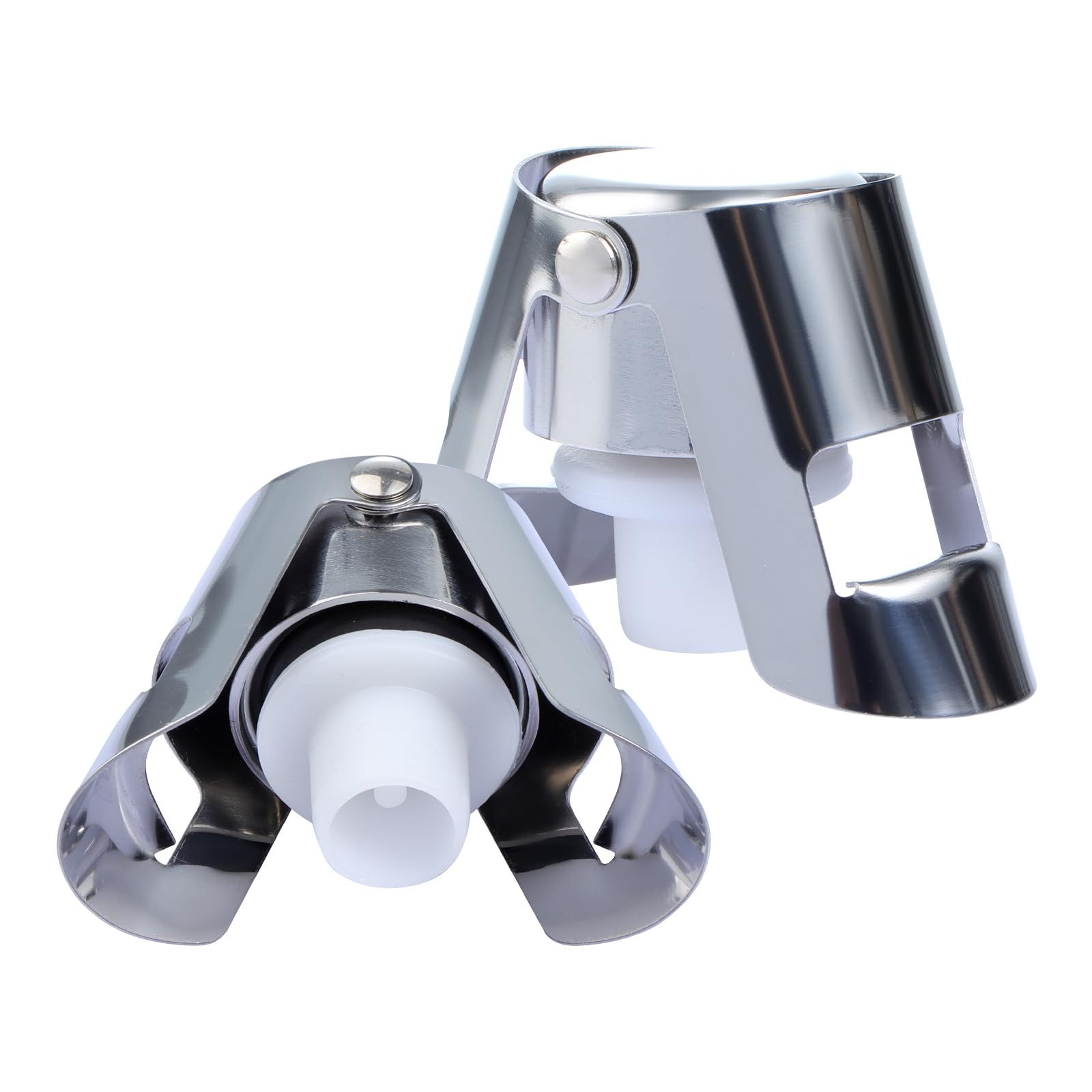 Champagne Stopper, Stainless Steel Bottle Plug Sealer for Sparkling Wine, Superior Leak-Proof Bubble Retaining Saver 2pes
