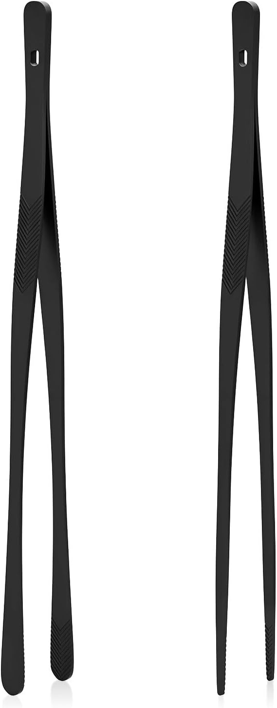 Kitchen Tongs for Cooking - 2PCS 12" Stainless Steel Cooking Tongs Tweezers, Metal Fine Kitchen Utensils with Precision Serrated Tips, Professional Chef