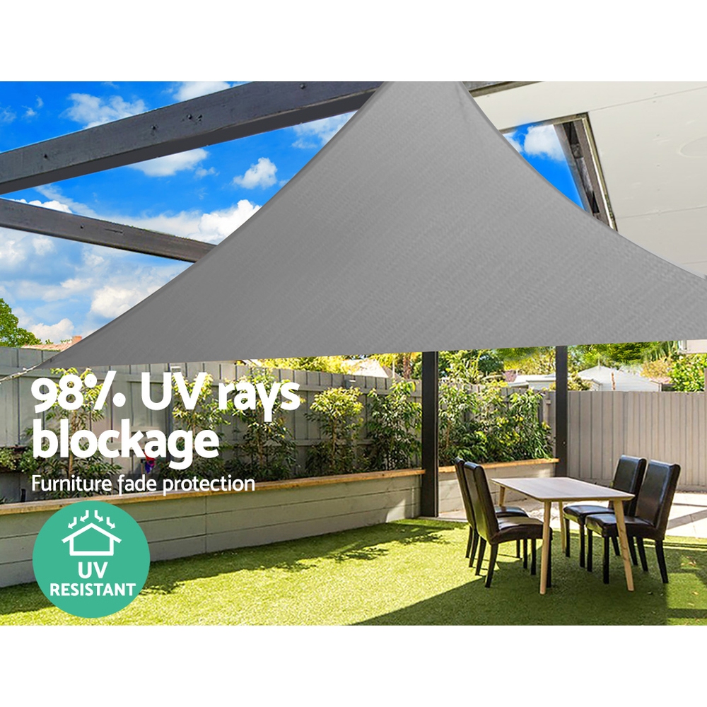 Instahut Shade Sail 3x3x4.3m Triangle 280GSM 98% Grey Shade Cloth โ image 6