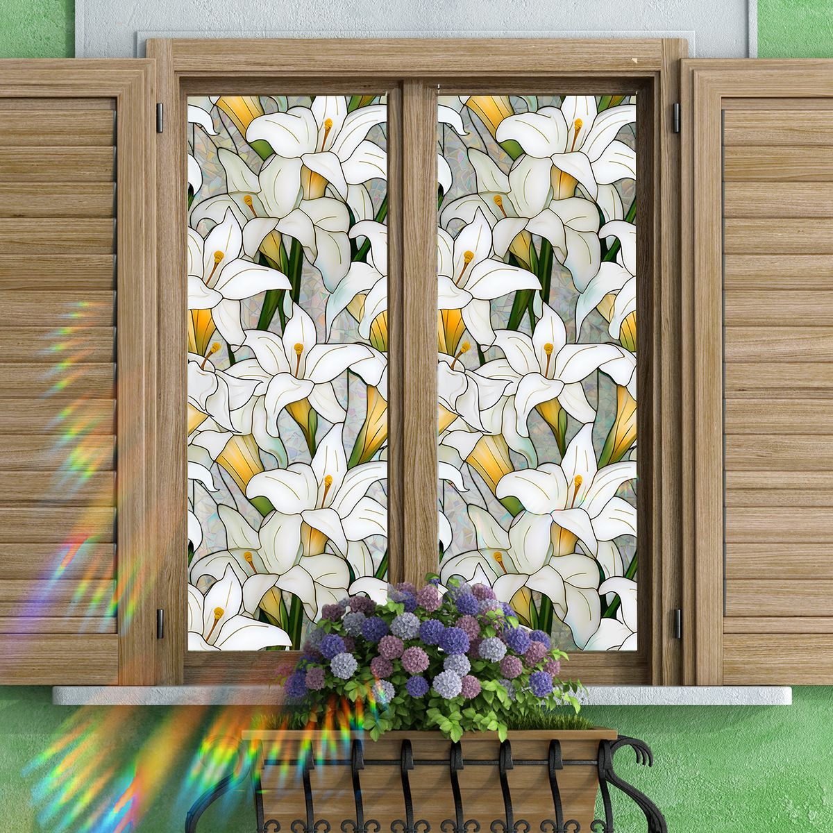 Window Film,Rainbow Window Privacy Film,Green Vines Leaves Double Sided Static Glass Window Clings Stickers for Home Office Living — image 4