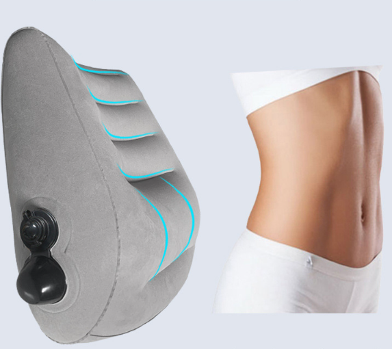 Grey Portable Press-to-Inflate Travel Lumbar Cushion – Lightweight, Supportive Backrest for Flights, Trains, and Office Use — image 5