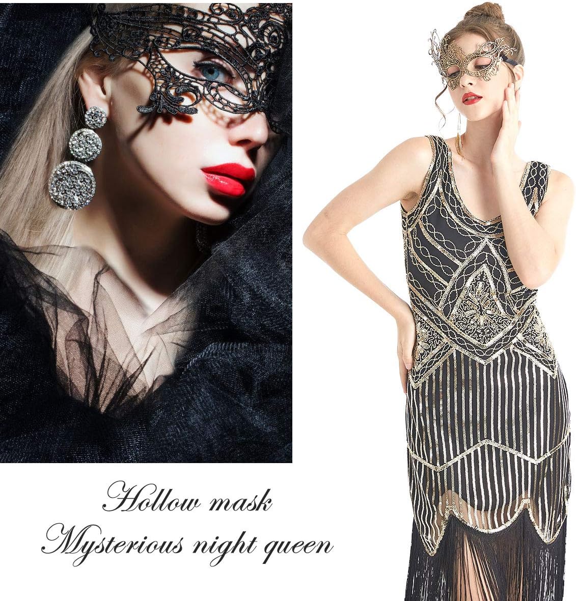 Venetian Masquerade Mask for Women Elegant Lace Halloween Mardi Gras Party Gold Silver Black โ image 3