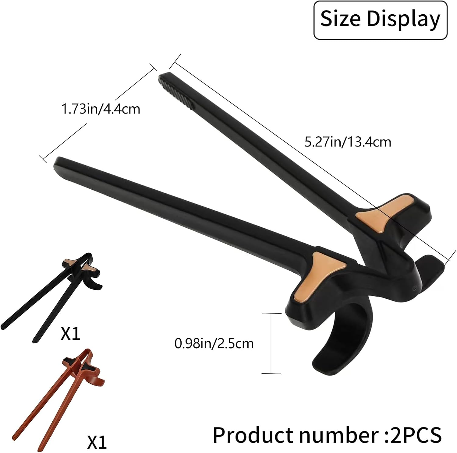 2Pcs Finger Chopsticks, Snack Chopsticks for Gamers Snack Clips Gamepad Accessories Mobile Game Accessories (Black, Brown) — image 2