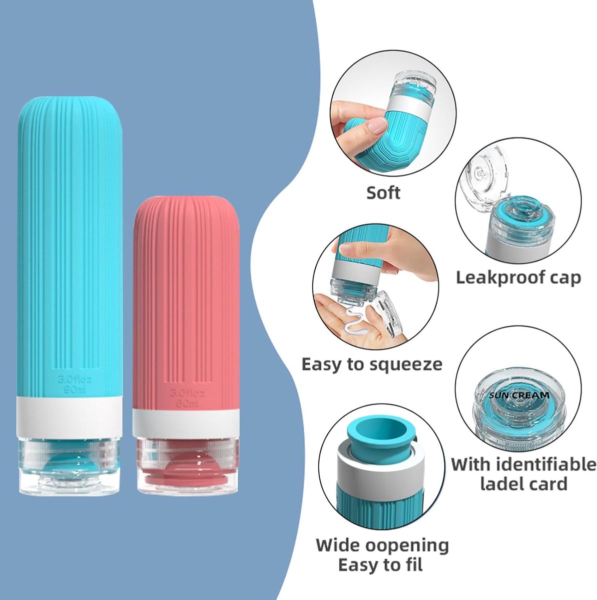 Travel Bottles with Case - Travel Accessories - Cosmetic Jars - Travel Bottles - Suitable for Toiletries - Eco-Friendly and Portable (1 piece) — image 4