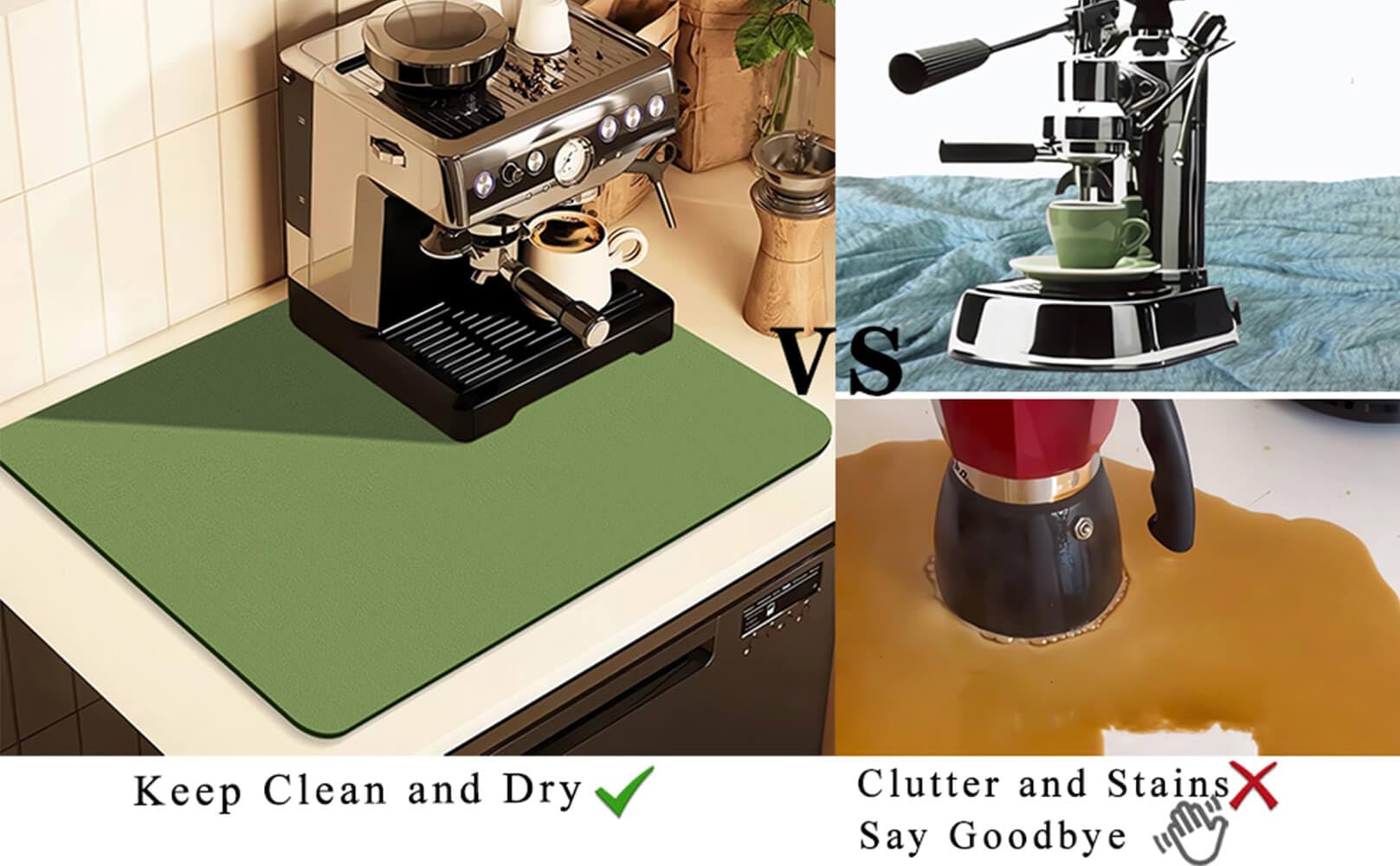 Kitchen Counter Mat for Coffee Maker โ Absorbent & Quick-Dry Bar Pad with Non-Slip Backing, Protective Surface for Espresso Machine, Dish Drying Mat โ image 5