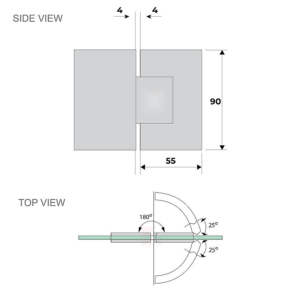 180 Degree Brass Glass to Glass Shower Door Hinge in White — image 6