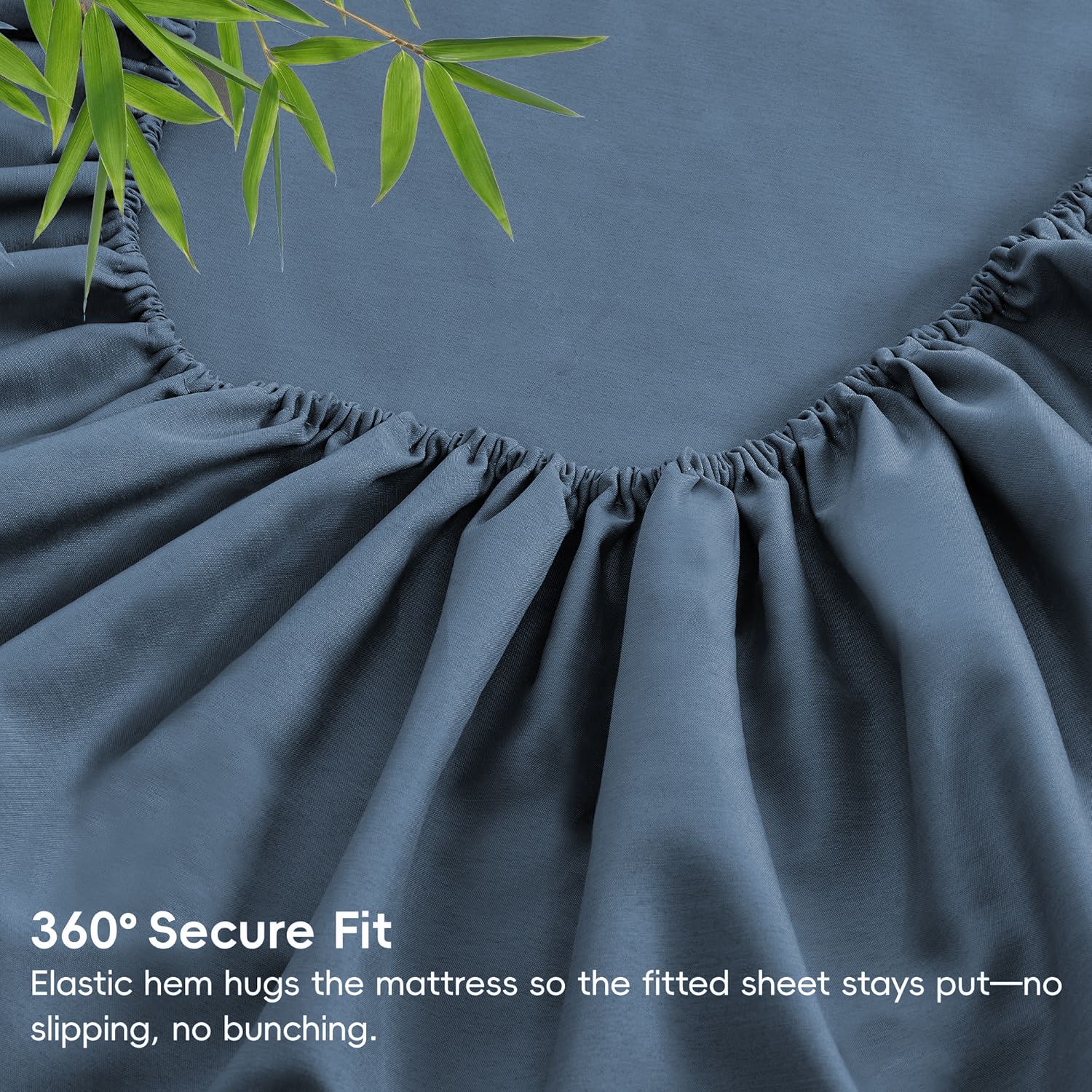 Hotel Breathable Bamboo Fitted Sheet & Pillowcase-3 Piece-Ultra Soft 2000TC Breathable Fitted Bed Sheets Set with 40 Centimetre Deep Pocket-Cooling Sheets for — image 5