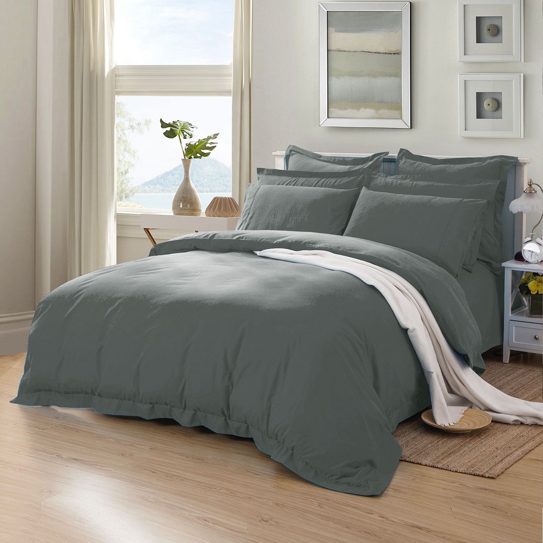 1000TC Tailored Queen Size Quilt/Duvet Cover Set - Charcoal โ image 2