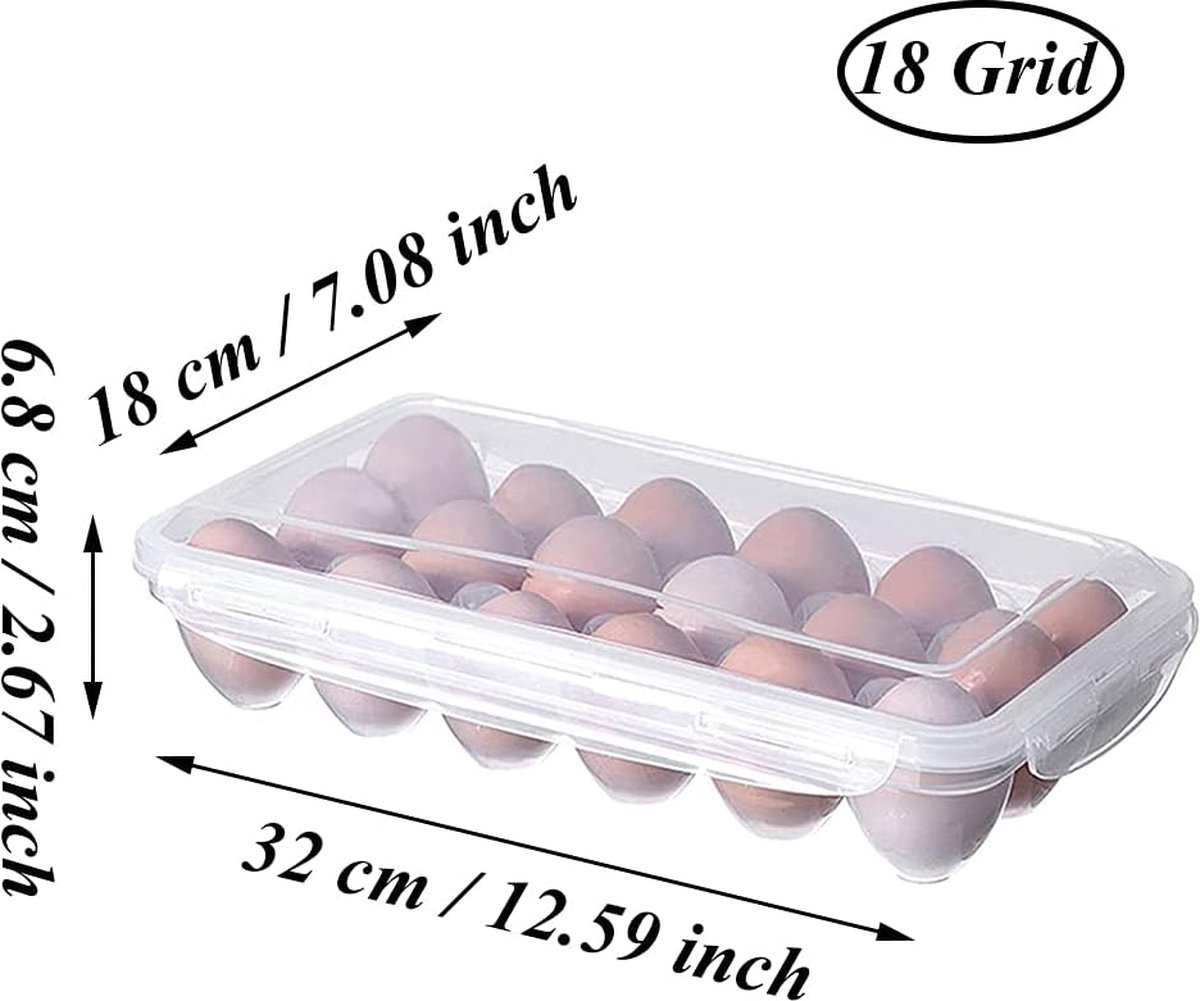 Egg carton, 18 racks refrigerator egg storage box with lid, egg rack, egg holder for refrigerator, egg storage container, plastic, transparent 32 × 18 cm — image 5