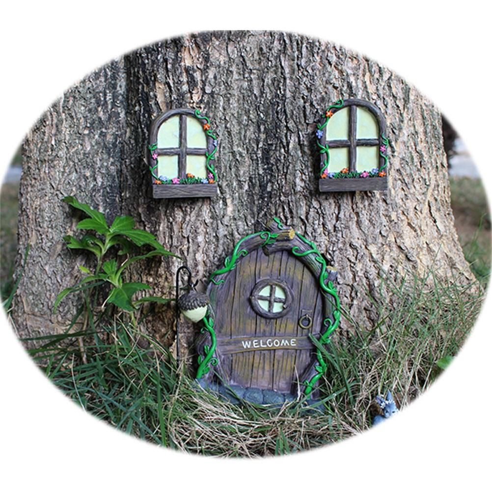 Miniature Fairy Tree Decorations Fairy Door And Window Set Luminous Door And Window Ornaments โ image 4