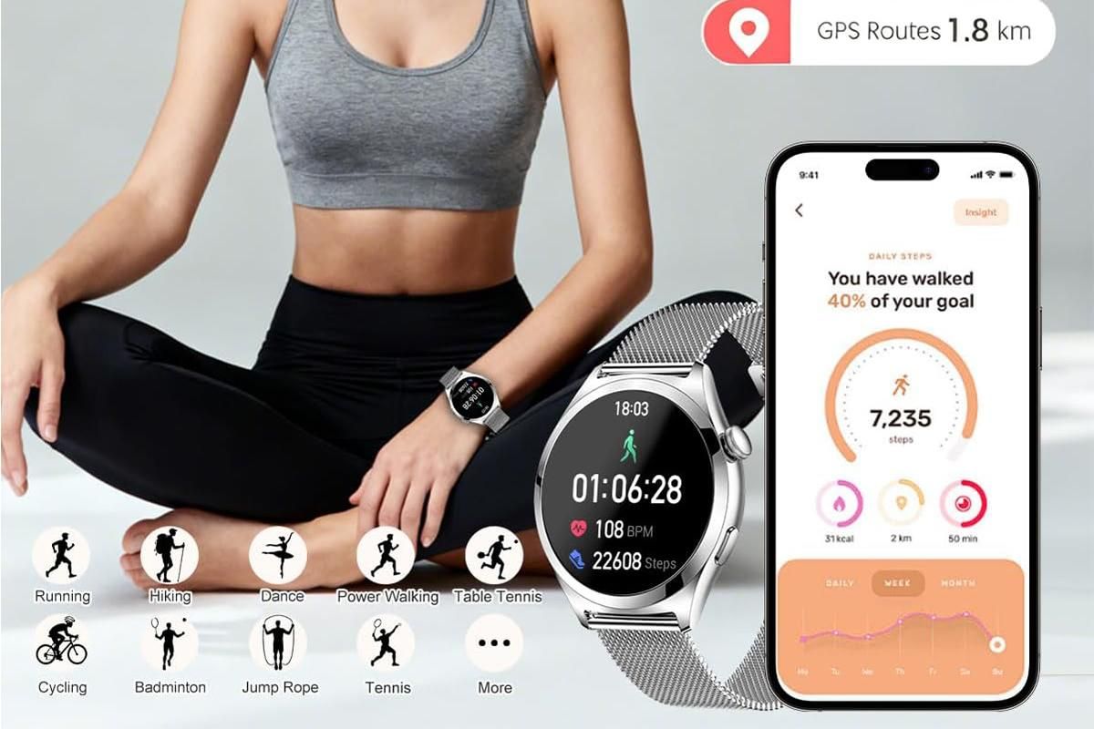 Smart Watch for Women Waterproof Smartwatch 100+ Sports Fitness Tracker-Silver โ image 4