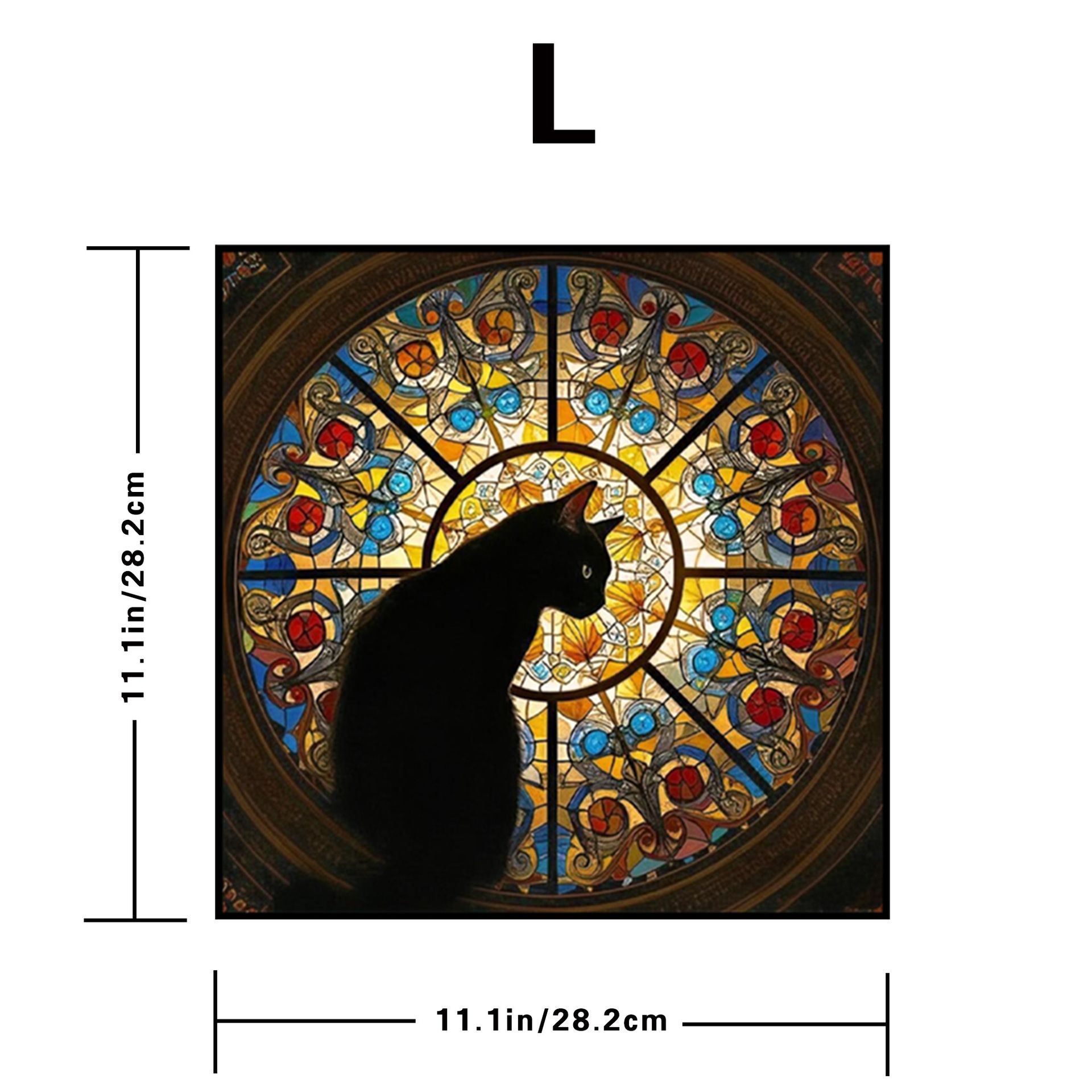 L size Cat Stained Glass Wooden Puzzle Irregular Shaped Jigsaw Puzzle High Difficulty Wooden Brain Teaser Cathedral Black Cat Mosaic Puzzle Gift for — image 4