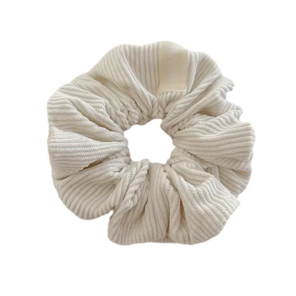 Corduroy Big Hair Scrunchies Ponytail Holder Hair Ties Rope Hair Accesorries - Beige