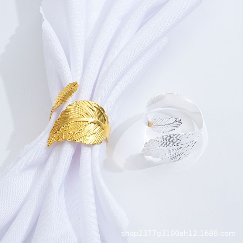 2pc Gold Leaf Napkin Rings Set of Leaves Napkin Rings for Table Setting, Metal Leaf Napkin Holder Rings for Holiday Party โ image 2