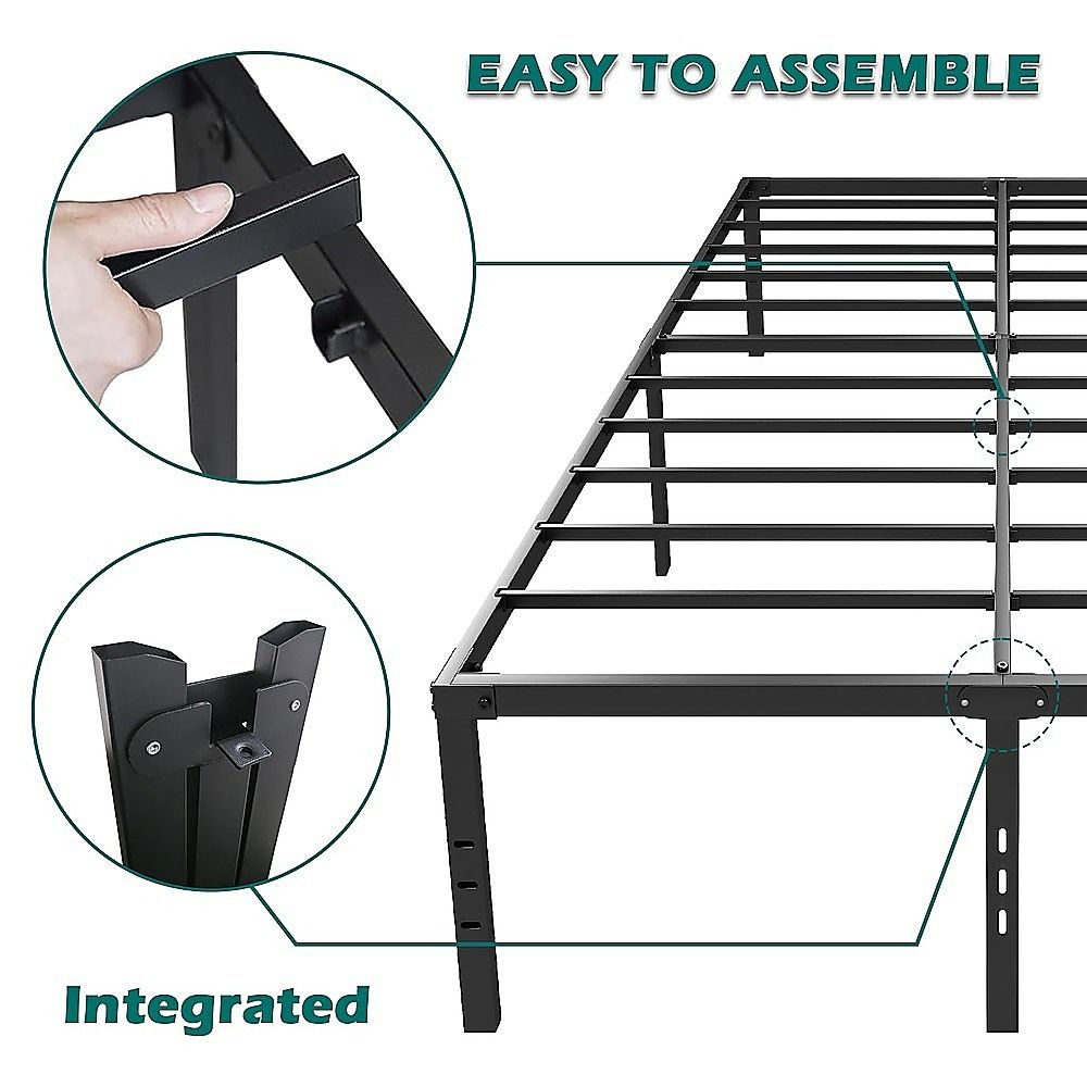 Queen Metal Bed Frame 45cm High Full Steel Base Platform For Stable Bedroom Support โ image 5