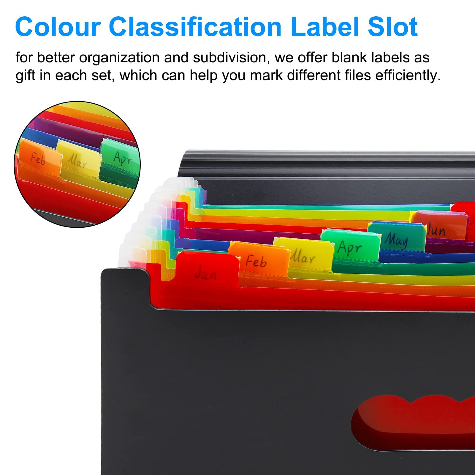 File Organizer, 13 Pockets Expanding File Folders, According File Organizer Portable Document Organizer with Blank Labels — image 4