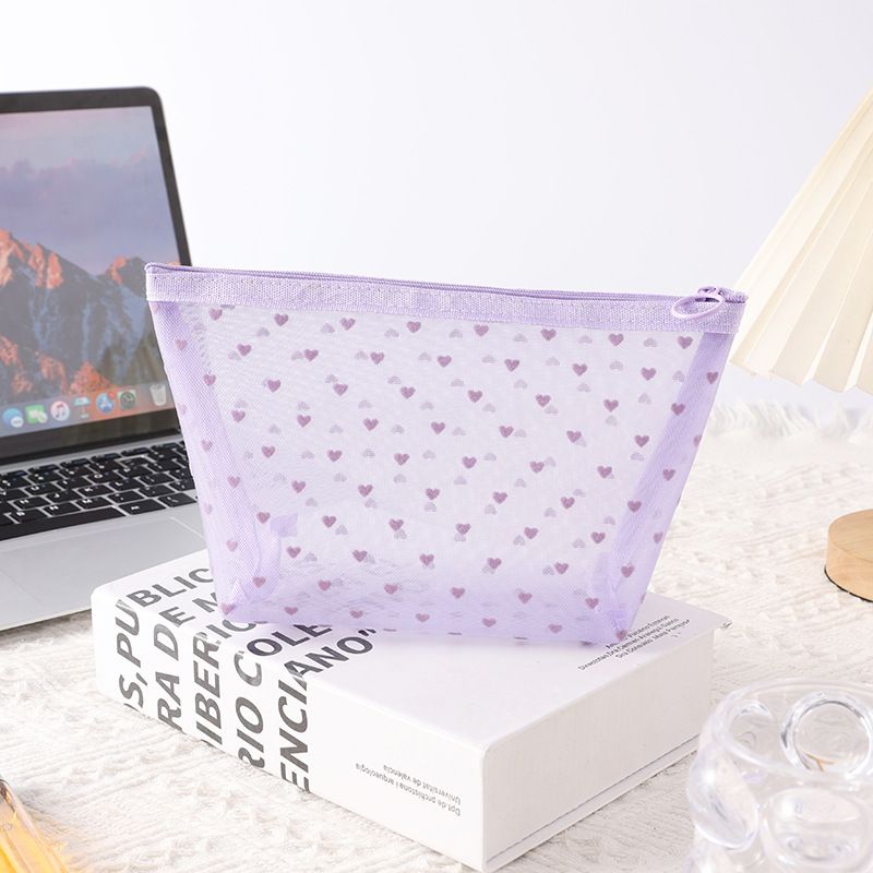 Portable Makeup Bag Large Capacity Travel Cosmetic purple triangle