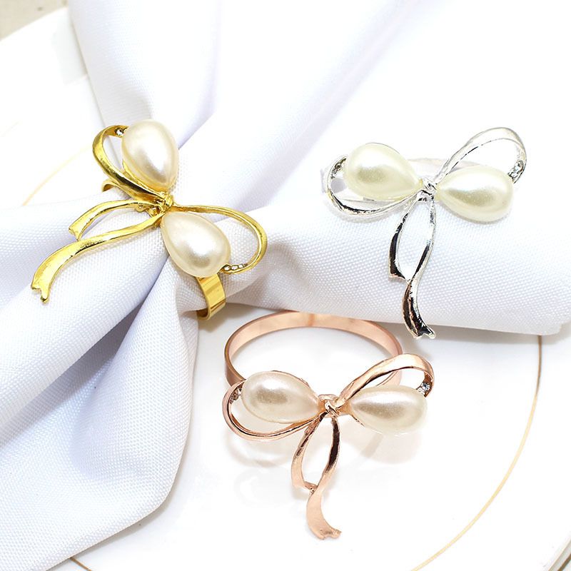 Napkin Rings Set of 3, Bow Napkin Rings for Wedding Party Banquet Decoration Christmas Tableware Decoration Mouth Ring Napkin — image 4