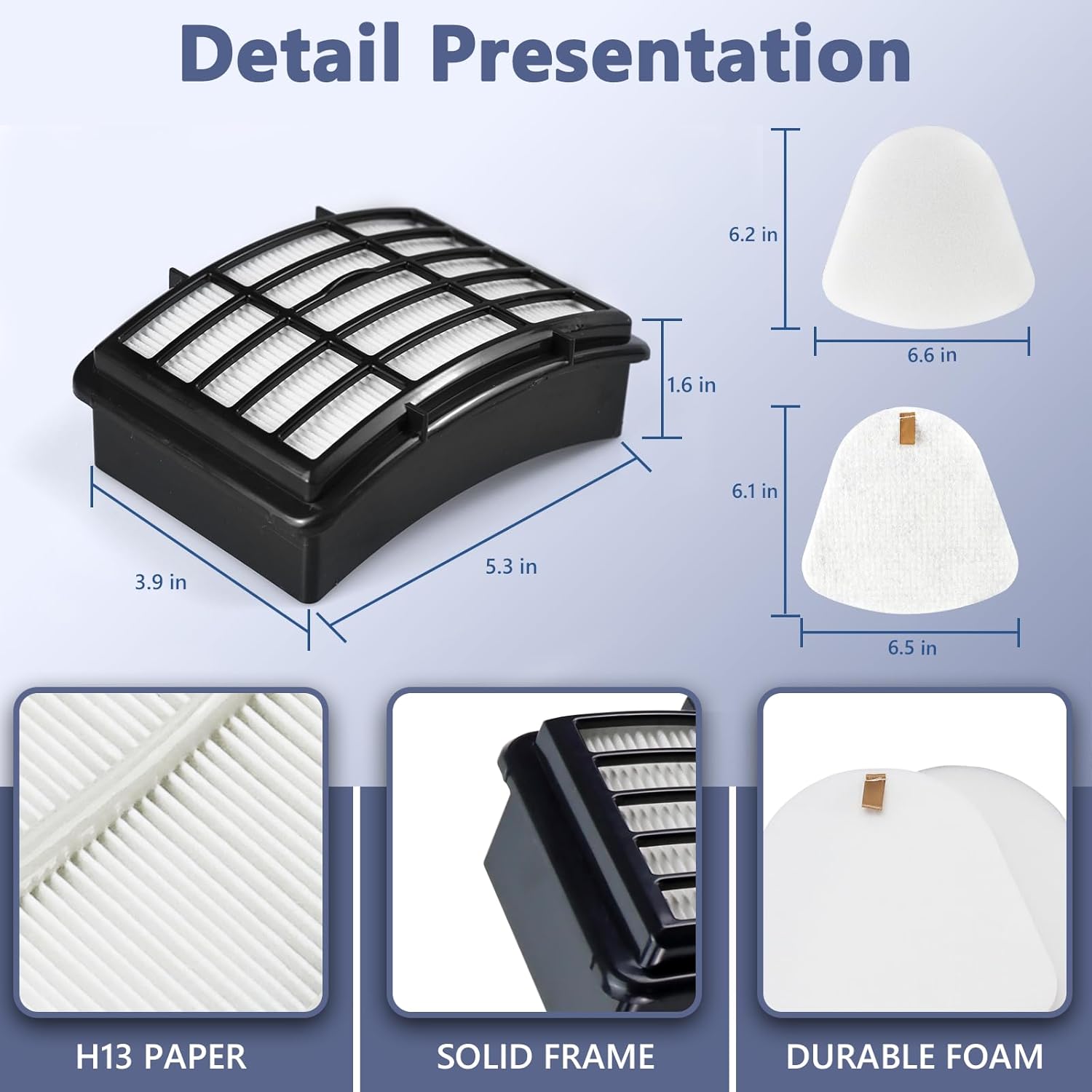 2 HEPA + 4 Foam & Felt Filters Compatible with Shark Navigator Lift-Away Deluex NV350, NV351, NV352, NV355, NV356E, NV357, NV360, NV370, NV391, UV440, UV490 — image 6