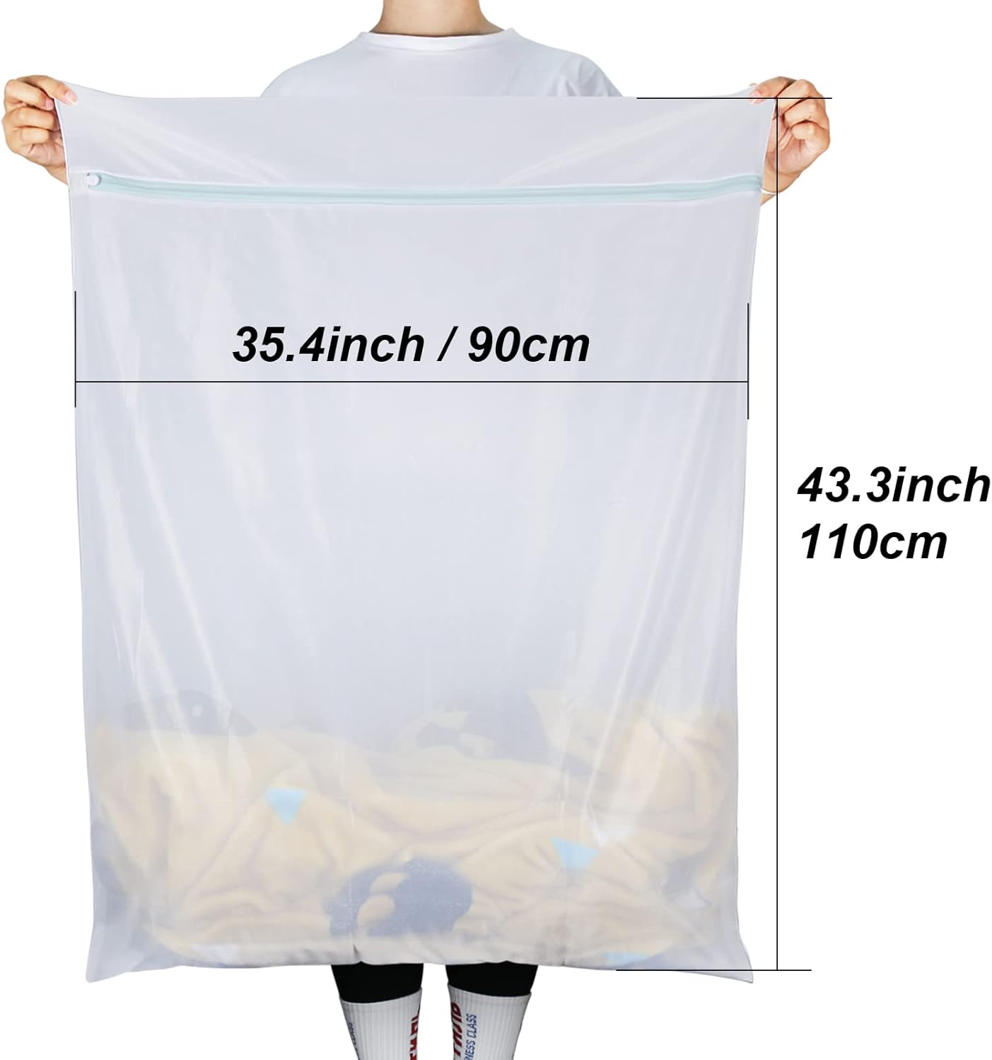 Extra Large Mesh Laundry Bags, 2 Pack 43 x 35 inch Jumbo Delicates Bag for Washing Machine, Large Mesh Bags for Delicates, Coats, Blankets, Bedding, Toys, Pet — image 2